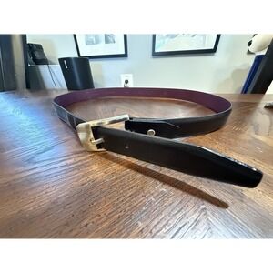 Elliot Rhodes SLEEK SAFFIANO LEATHER NARROW BELT STRAP Silver Buckle 100mm